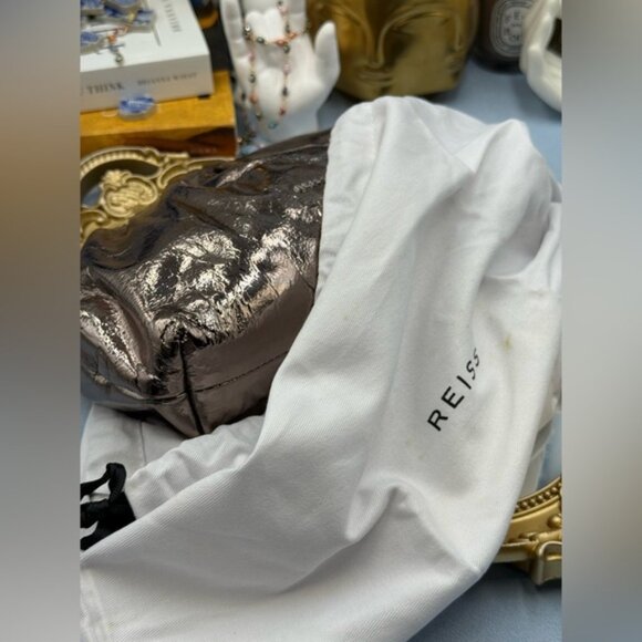 🆕 REISS 🧿 NWT Elena Metallic Grained Clutch, Convertible Shoulder Bag - Picture 13 of 13